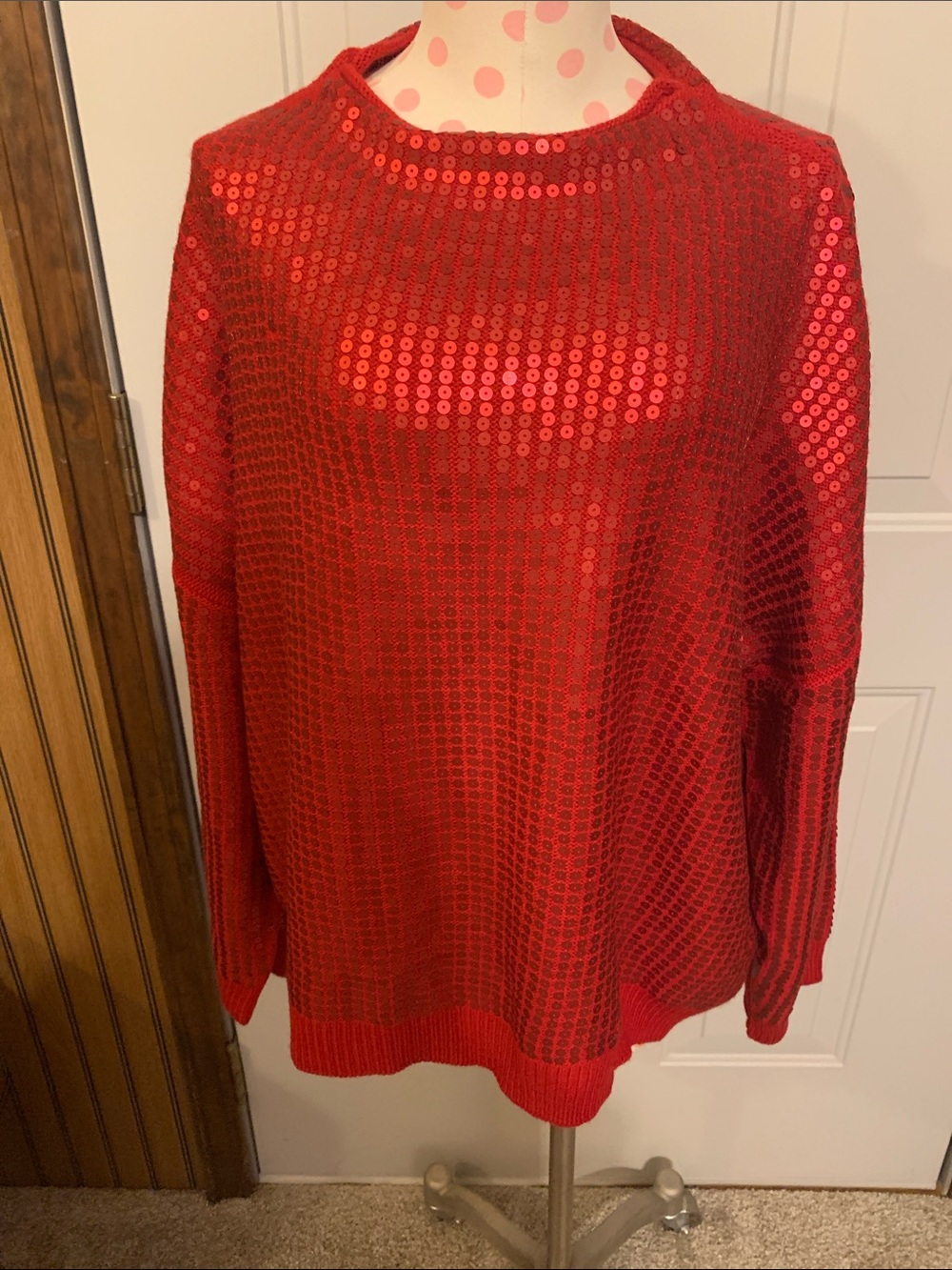 Cato Full figure Red Sequins Women's Sweater NEW Size 22-24 A Gorgeous Bling